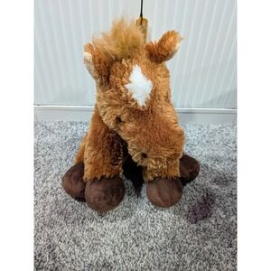 Aurora Pony Horse Dark Brown w/White Face Stuffed‎ Plush Floppy 12" Soft Animal